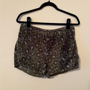 Aerie Olive Leopard Print Pajama Shorts